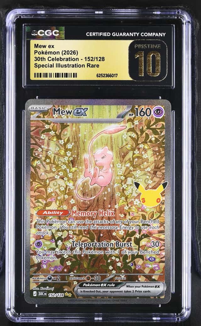Mew ex *CGC PRISTINE 10* Special Illustration Rare *30th Celebration* #152/128