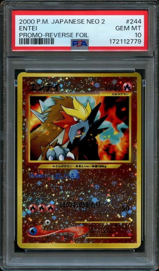 Pokemon Japanese Reverse Foil Entei #244 | PSA 10 Gem Mint | Neo 2 2000