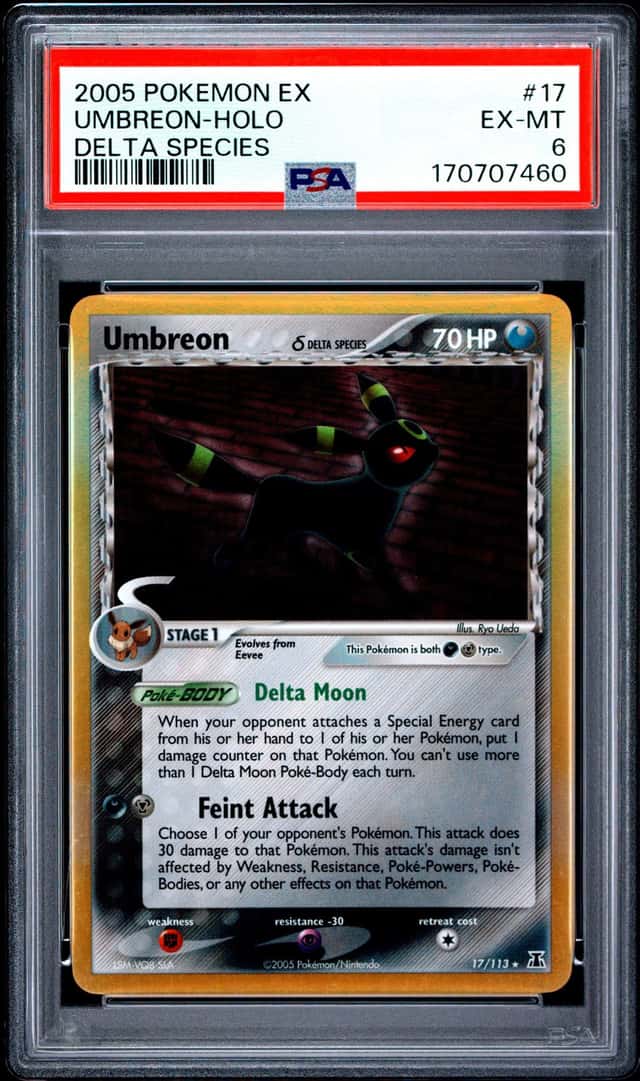 170707460 Umbreon 2005 Pokemon EX Delta Species #17/113 Holo PSA 6