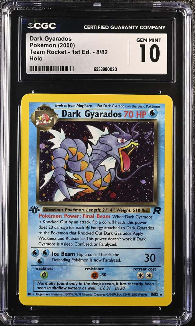 2000 Pokemon Team Rocket First Edition Dark Gyarados Holo #8/82 CGC 10 GEM MINT