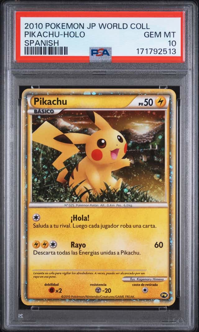 2010 POKEMON JAPANESE WORLD COLLECTION SPANISH PIKACHU-HOLO PSA 10