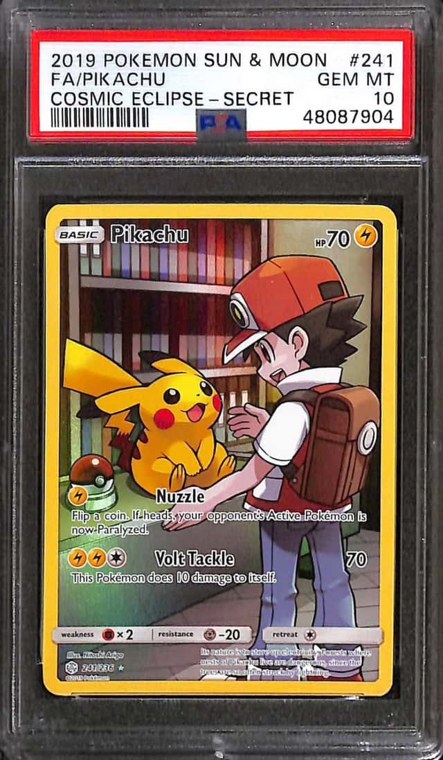 2019 Pokemon Sun & Moon Cosmic Eclipse Pikachu Secret Full Art PSA 10 #241