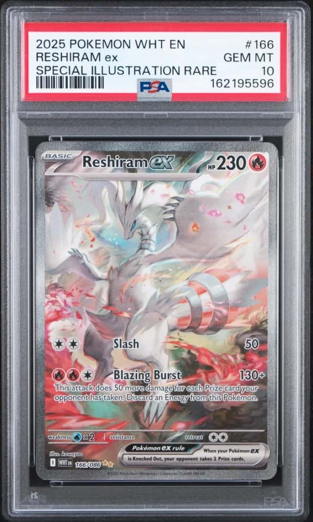 2025 Pokemon White Flare Reshiram EX Special Illustration Rare PSA 10 #166