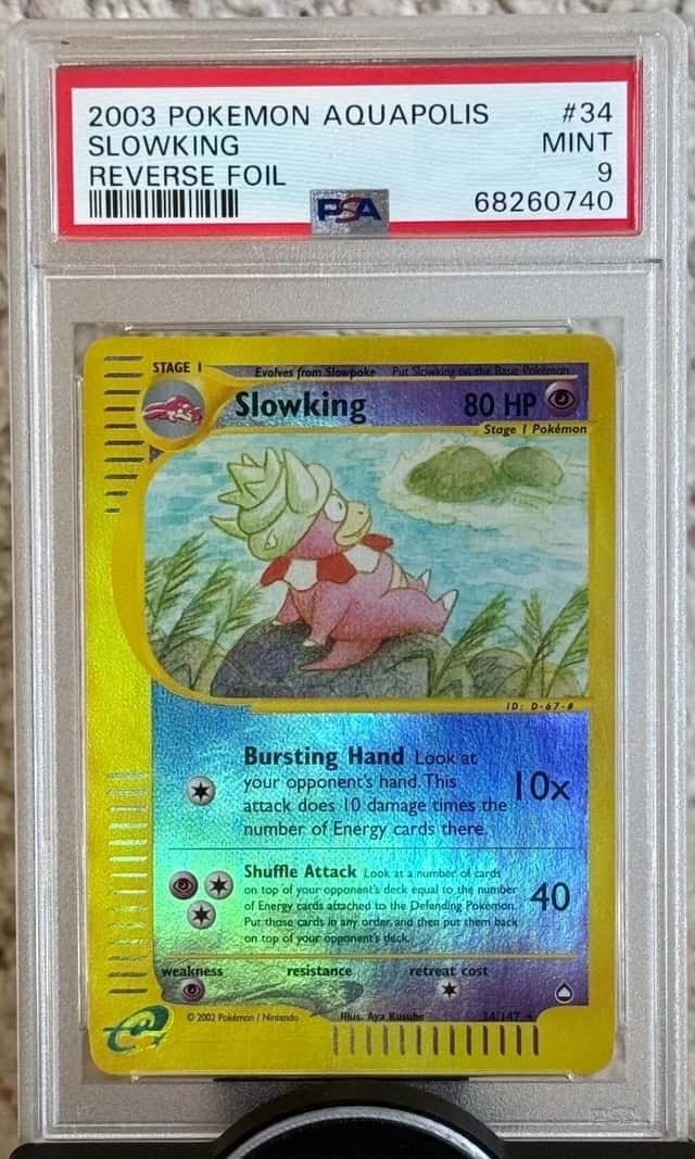 2003 Pokemon Slowking 34/147 Aquapolis Reverse Holo Foil PSA 9 English