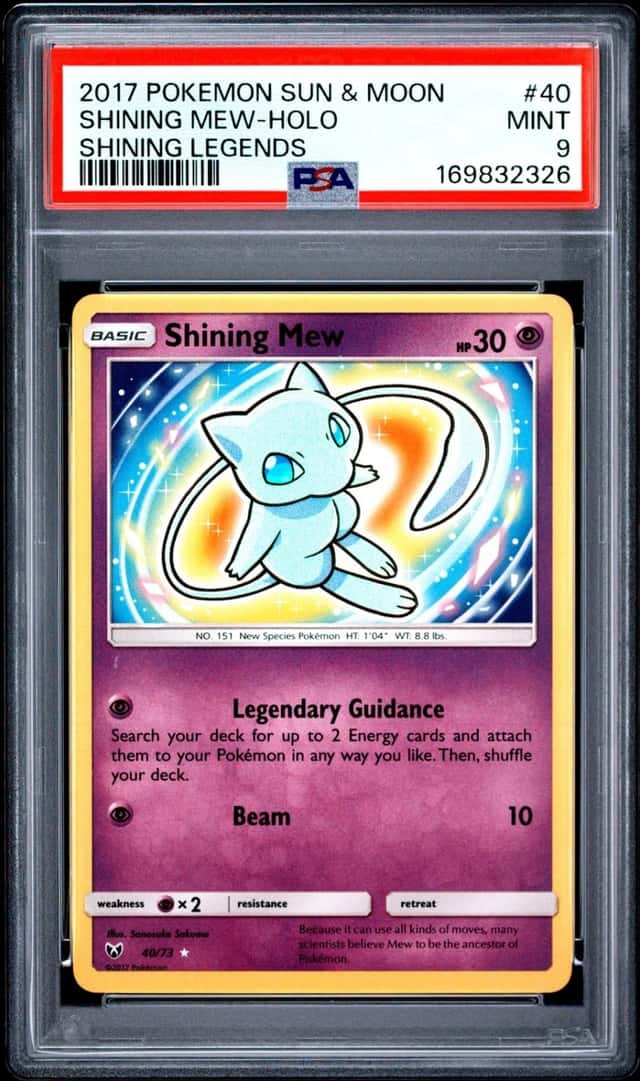 2017 POKEMON SUN & MOON SHINING LEGENDS #40 SHINING MEW-HOLO PSA 9
