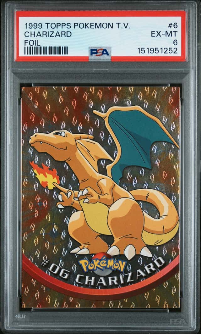 CHARIZARD 1999 TOPPS POKEMON T.V. ANIMATION EDITION 6 FOIL PSA 6 Q3668-3