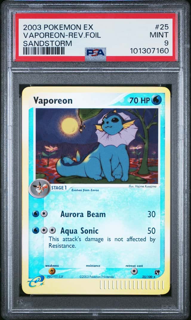 Pokemon Vaporeon Reverse Holo Sandstorm 25/100 PSA 9 Mint