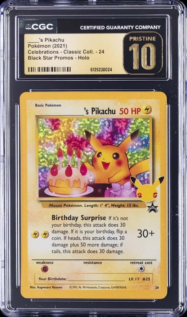 2021 POKEMON CELEBRATION CLASSIC COLLECTION #24 BIRTHDAY PIKACHU CGC 10 PRISTINE