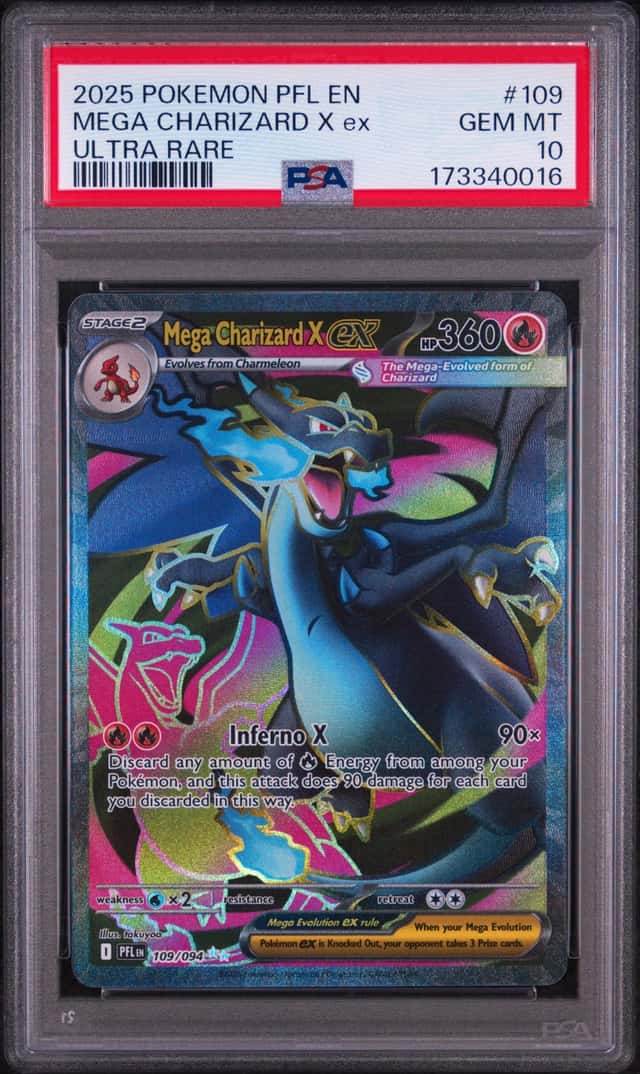 2025 POKEMON PFL EN-PHANTASMAL FLAMES ULTRA RARE #109 MEGA CHARIZARD X EX PSA 10