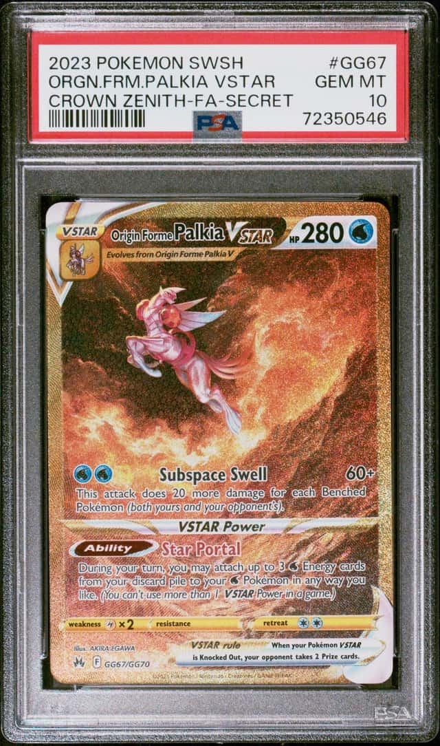 POKEMON ORGN.FRM.PALKIA VSTAR 2023 SWSH CROWN ZENITH #GG67 FA SECRET PSA 10