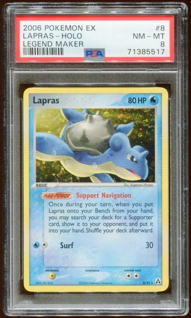 2006 POKEMON EX LEGEND MAKER LAPRAS #8/92 RARE HOLO FOIL PSA 8 E10