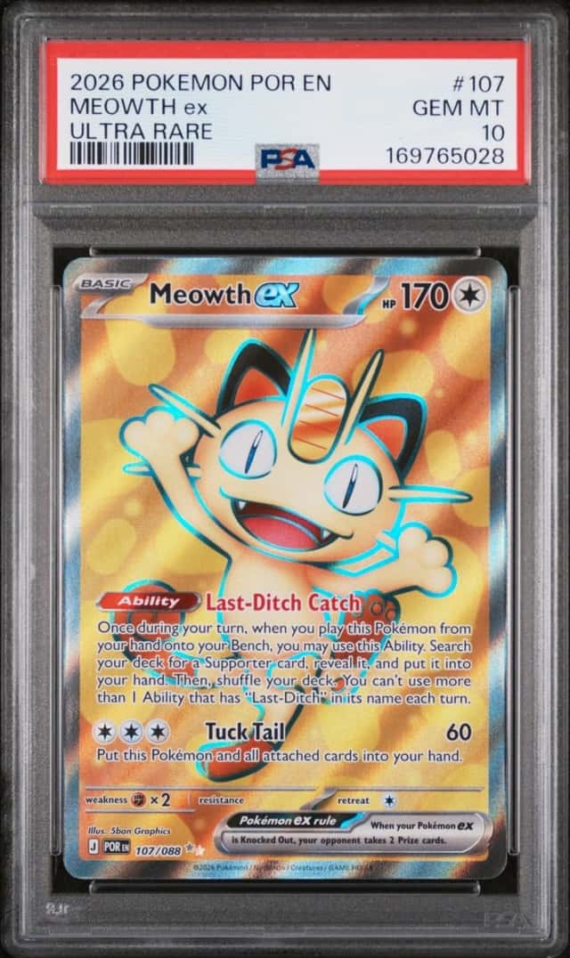 2026 POKEMON POR EN-PERFECT ORDER ULTRA RARE #107 MEOWTH EX PSA 10