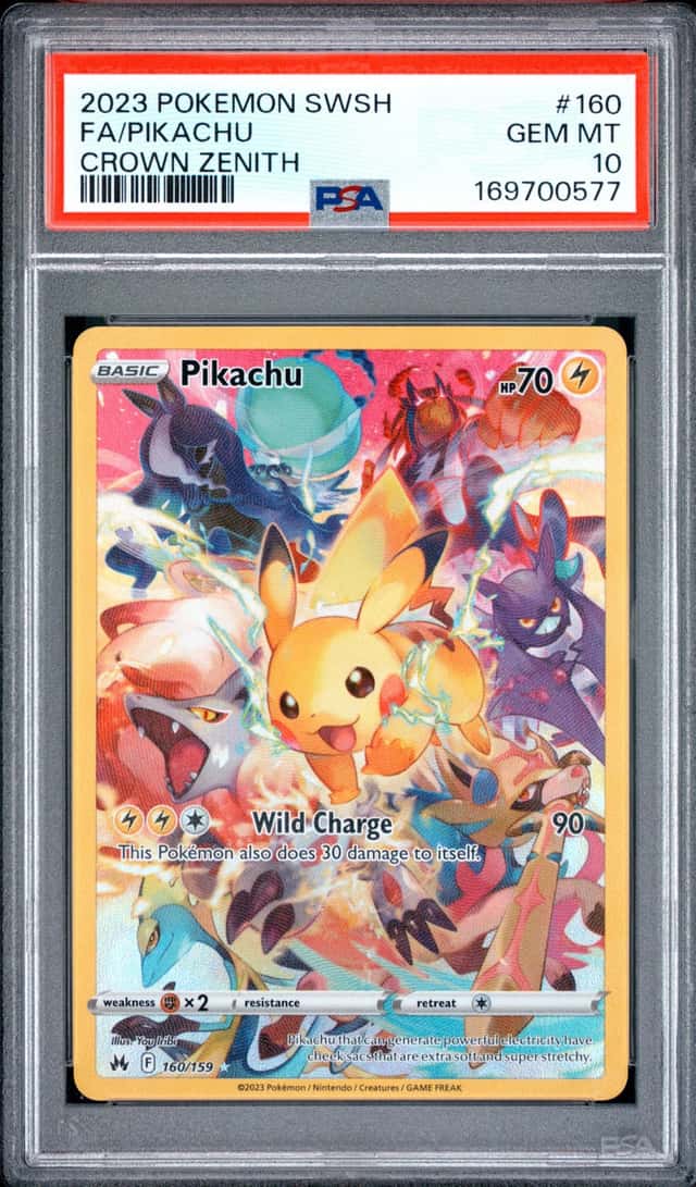 2023 POKEMON SWORD & SHIELD CROWN ZENITH #160 FULL ART/PIKACHU PSA 10