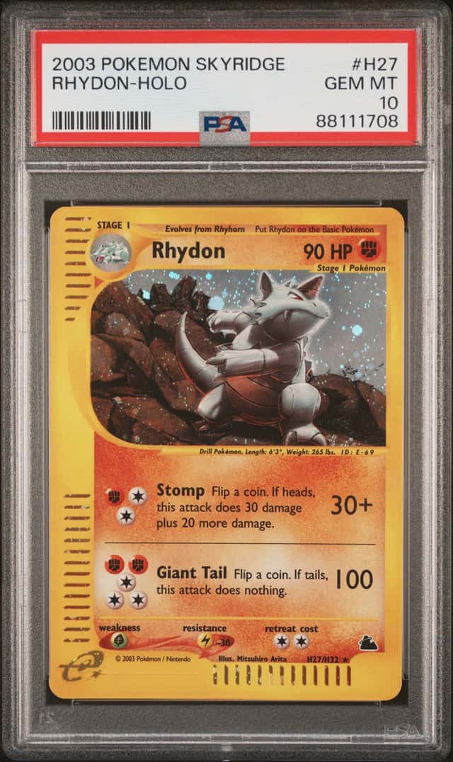 2003 Pokemon Skyridge Holo Rhydon #H27