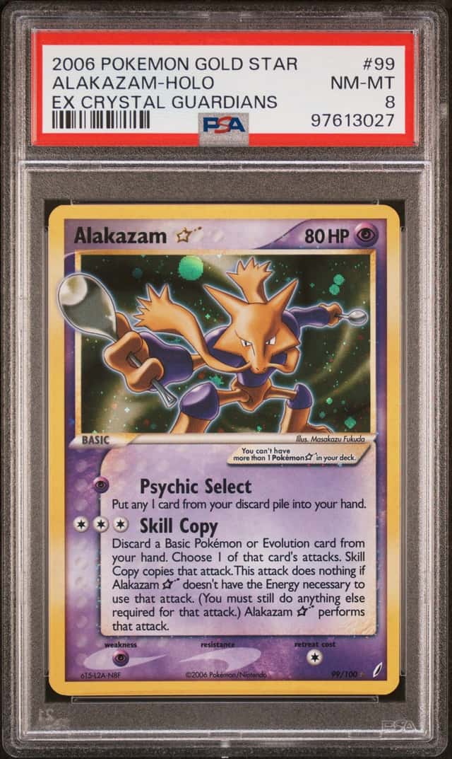 2006 Pokemon Ex Crystal Guardians Gold Star Holo Alakazam #99
