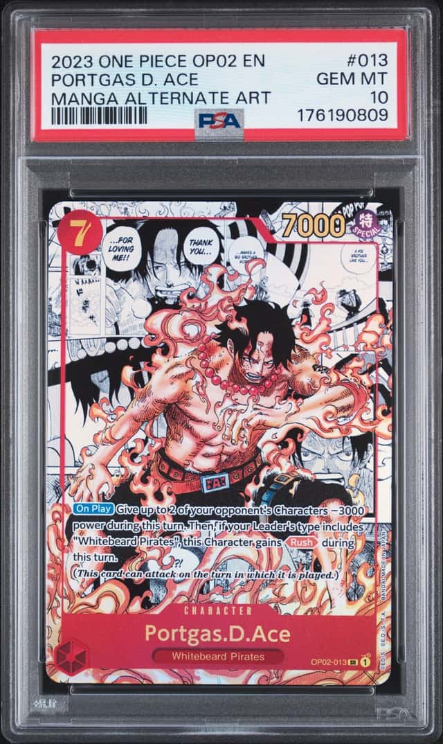 2023 One Piece OP02 Manga Alternate Art #013 Portgas D. Ace PSA 10 GEM MINT