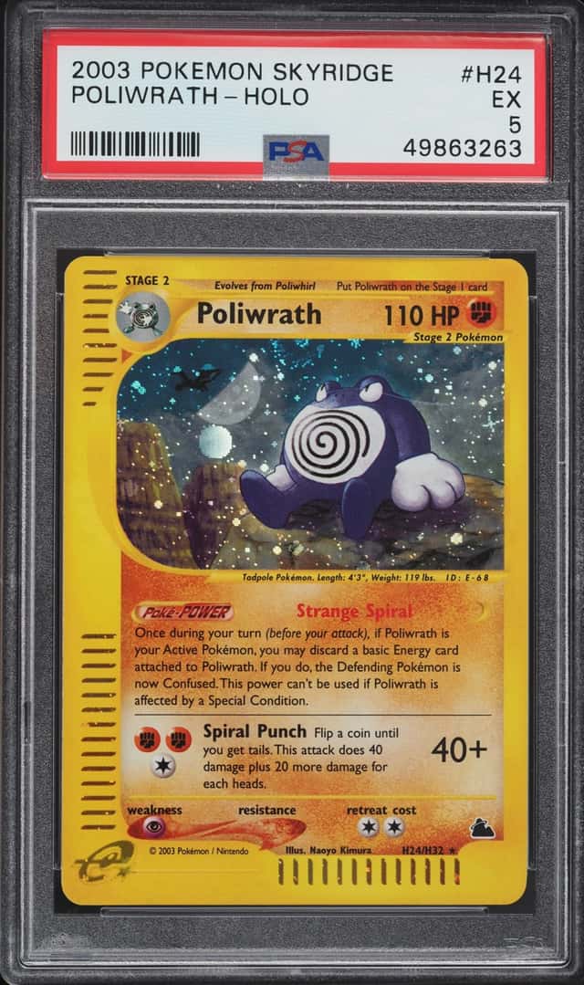 2003 Pokemon Skyridge Holo Poliwrath #H24 PSA 5 EX