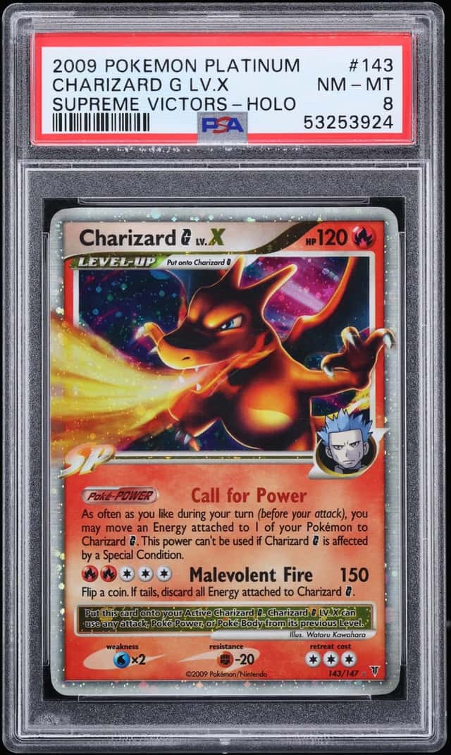 2009 Pokemon Platinum Supreme Victors Holo Charizard G LV.X #143 PSA 8 NM-MT