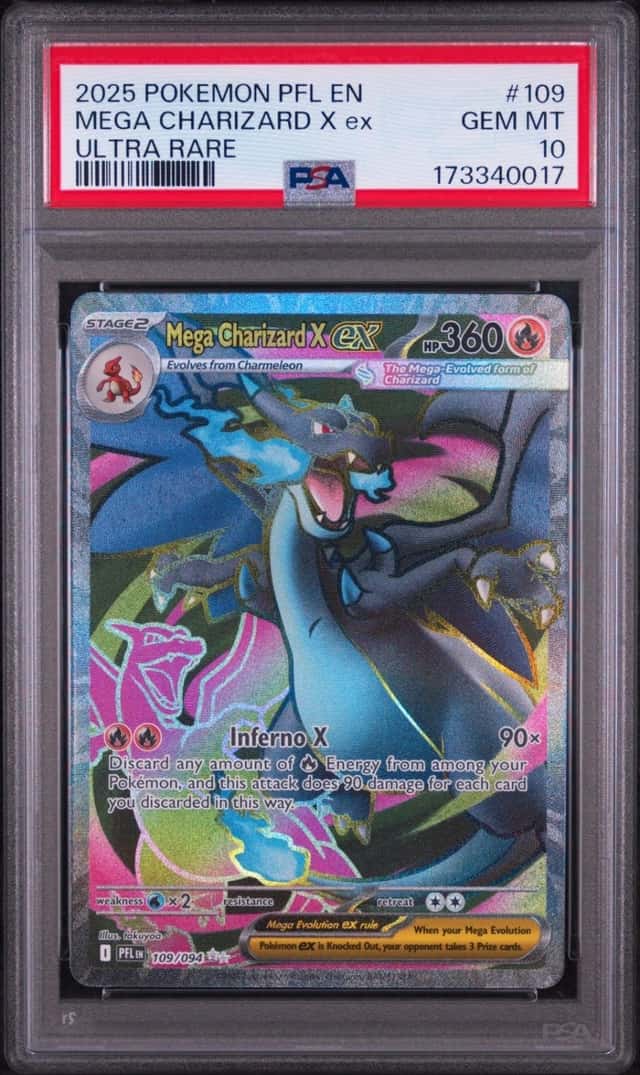 2025 POKEMON PFL EN-PHANTASMAL FLAMES ULTRA RARE #109 MEGA CHARIZARD X EX PSA 10