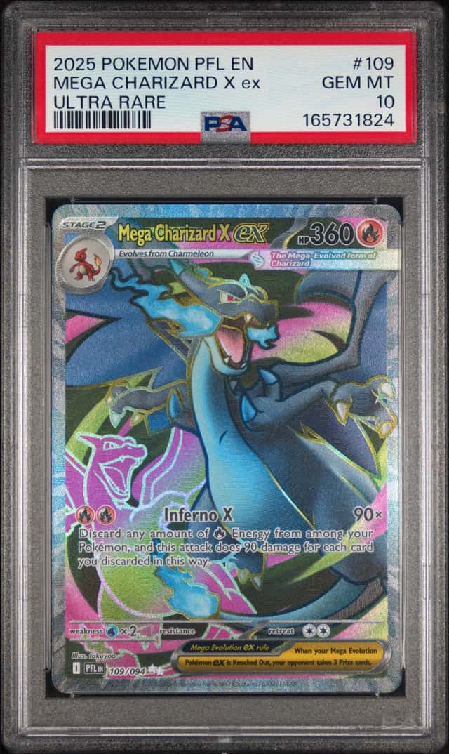 2025 POKEMON PFL EN-PHANTASMAL FLAMES ULTRA RARE #109 MEGA CHARIZARD X EX PSA 10