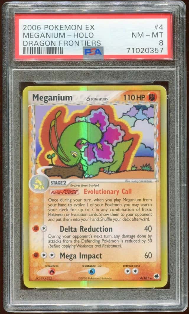 2006 POKEMON EX DRAGON FRONTIERS MEGANIUM #4/101 RARE HOLO FOIL PSA 8 E10