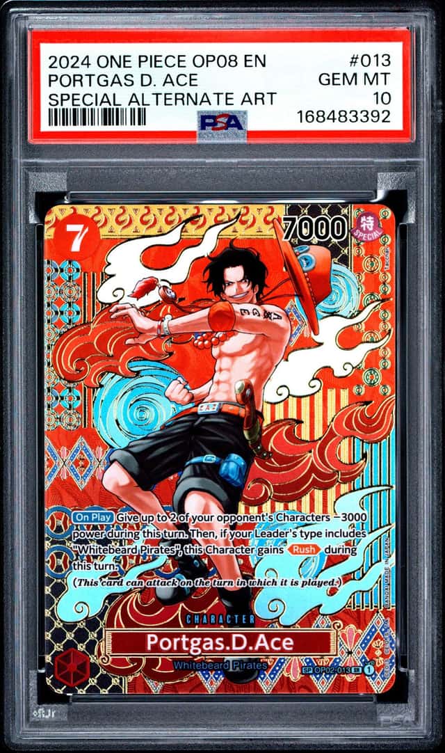 2024 One Piece OP08 EN Special Alternate Art #013 Portgas D Ace PSA 10 GEM MINT