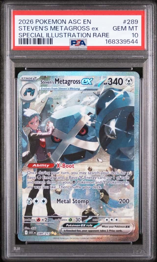 2026 POKEMON ASC SPECIAL ILLUSTRATION RARE #289 STEVEN'S METAGROSS EX PSA 10
