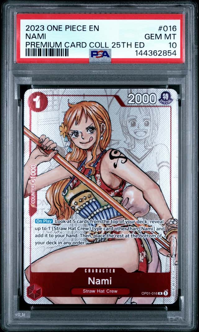One Piece Card Game Nami OP01-016 Premium Card Collection 25th Edition PSA10