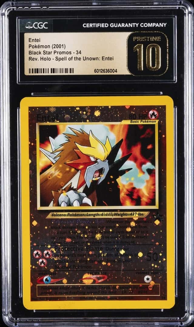 2001 POKEMON PROMOS SPELL OF THE UNOWN: ENTEI REVERSE HOLO #34 ENTEI CGC 10