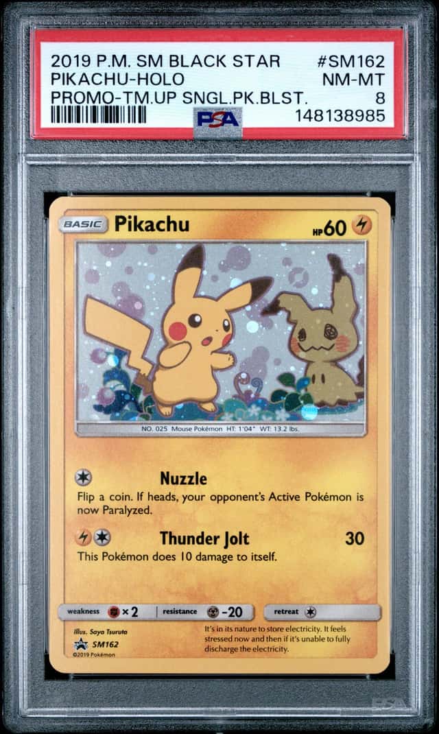 Pokemon Pikachu Holo Sm Black Star Promo SM162 Team Up Single Pk. Blisters PSA 8