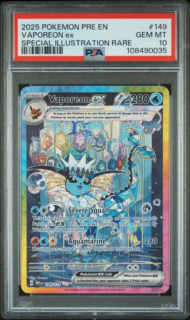 Pokemon Vaporeon EX Prismatic Evolutions 149 Special Illustration Rare PSA 10