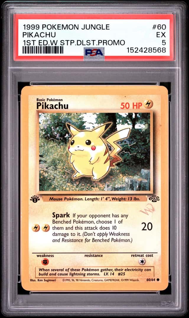 🚀 Pikachu 1st W Stamp PROMO PSA 5 60/64 Holo Vintage Pokémon 1999 Graded 🚀