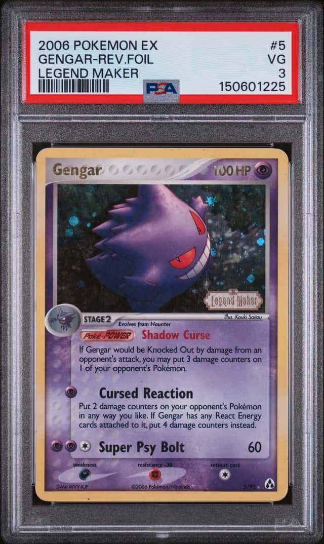 GENGAR 2006 POKEMON EX LEGEND MAKER 5/92 RARE HOLO REVERSE HOLO PSA 3 Q7872
