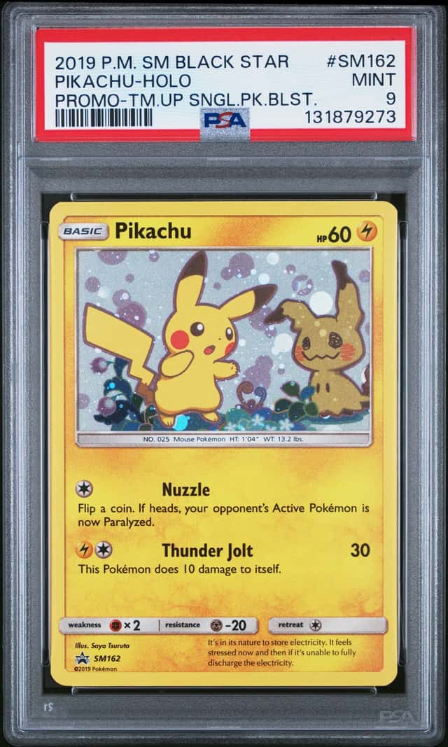 2019 Pokemon Pikachu SM162 Black Star Promo Holo Team Up Blister Mimikyu PSA 9