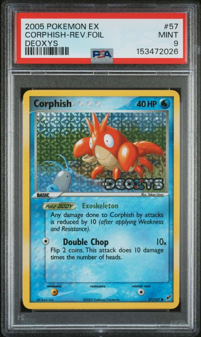 Pokemon 2005 EX Deoxys Corphish 57/107 Reverse Holo PSA 9 English Card Low Pop