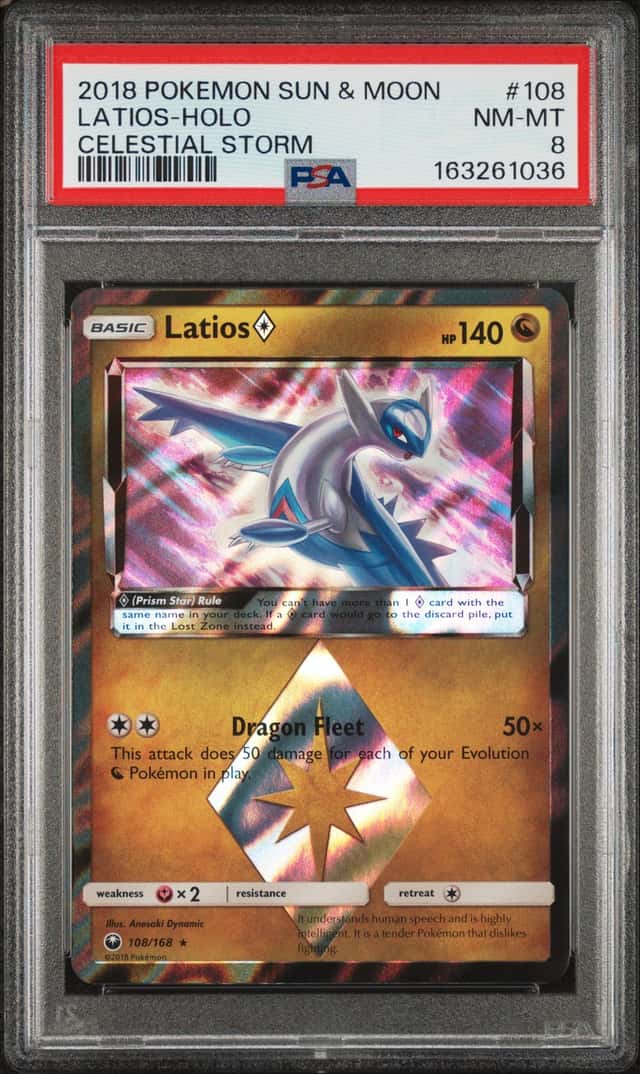 *LOW POP* Latios Prism Star 108/168 2018 SM Celestial Storm Holo PSA 8 Pokemon