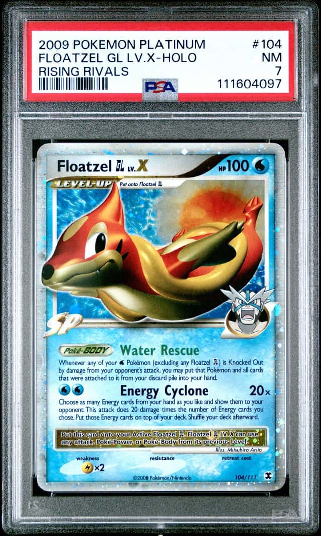 2009 POKEMON FLOATZEL GL LV.X-HOLO PLATINUM RISING RIVALS #104 PSA 7