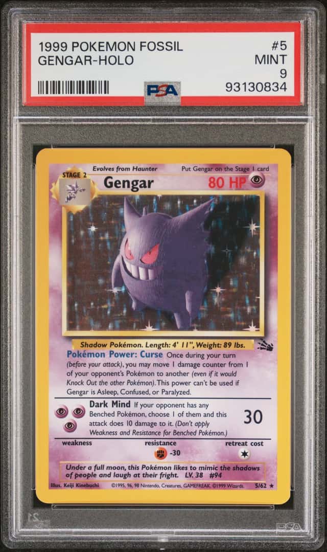 1999 Pokemon Fossil #5 Gengar Holo PSA 9 MINT