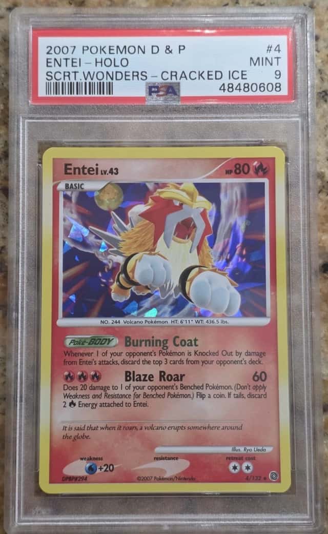 2007 Entei 4/132 Cracked Ice Promo Diamond & Pearl Pokemon Secret Wonders PSA 9