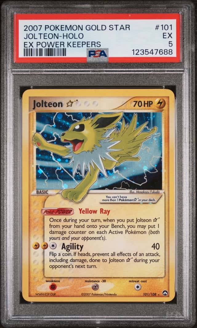 2007 POKEMON GOLD STAR JOLTEON-HOLO EX POWER KEEPERS #101 PSA 5