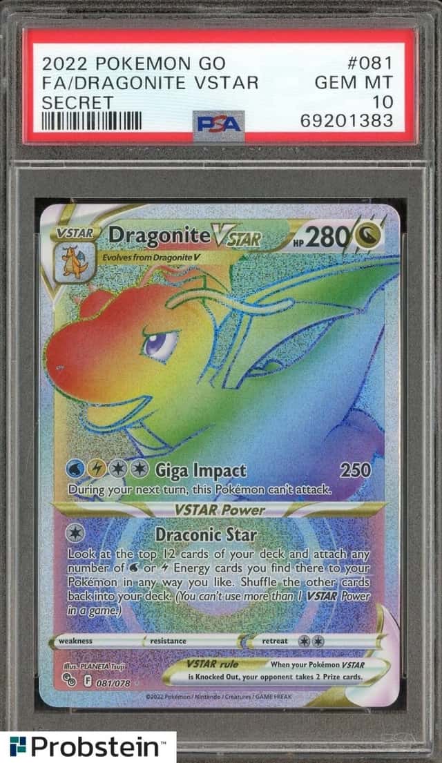 2022 Pokemon Go #081 FA/Dragonite VSTAR Secret PSA 10 GEM MINT