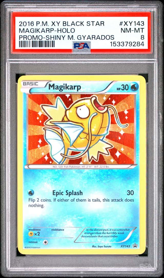 2016 POKEMON XY BLACK STAR PROMOS SHINY MEGA GYARADOS #XY143 MAGIKARP-HOLO PSA 8