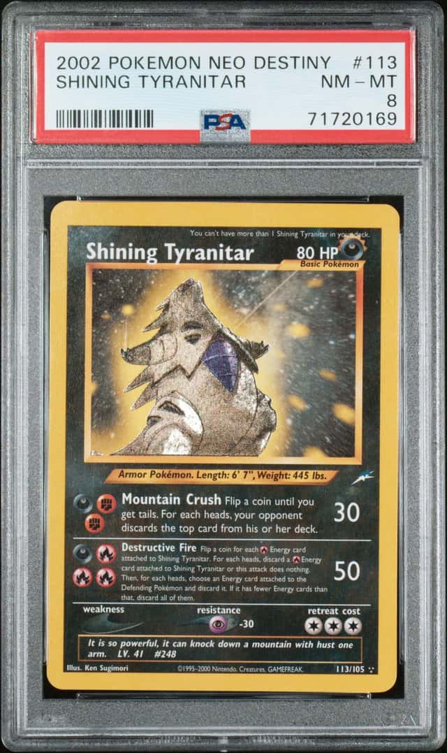 2002 POKEMON NEO DESTINY #113 SHINING TYRANITAR PSA 8
