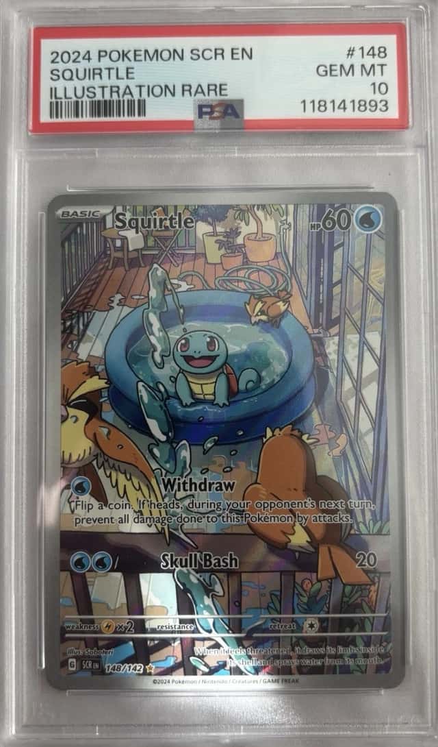 PSA 10 2024 Pokémon Stellar Crown Squirtle Illustration Rare 148/142 Gem Mint