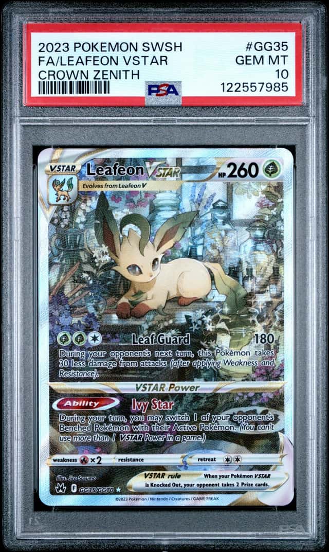 Pokemon 2023 Leafeon VSTAR GG35 Full Art Galarian Gallery Crown Zenith PSA 10