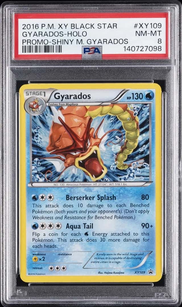 2016 POKEMON XY BLACK STAR PROMO SHINY MEGA GYARADOS #XY109 GYARADOS-HOLO PSA 8