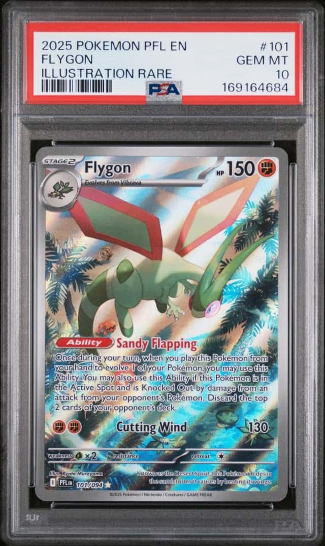 2025 POKEMON PFL EN-PHANTASMAL FLAMES ILLUSTRATION RARE #101 FLYGON PSA 10