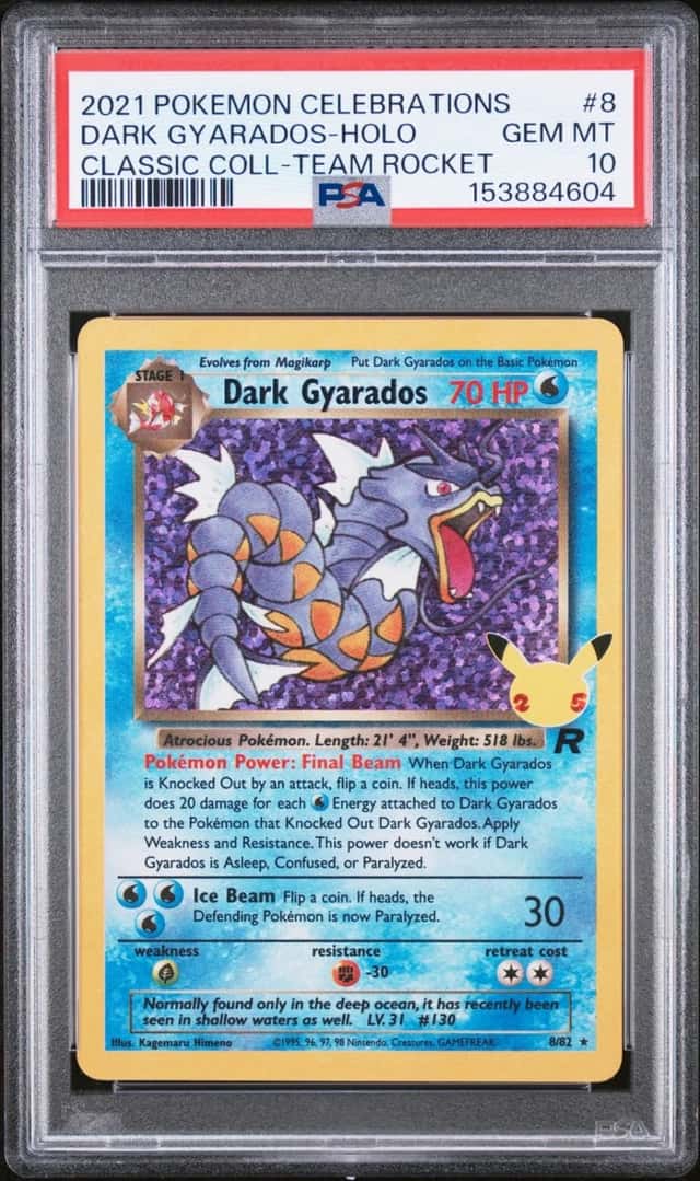 2021 POKEMON CELEBRATIONS CLASSIC COLLECTION #8 DARK GYARADOS-HOLO PSA 10