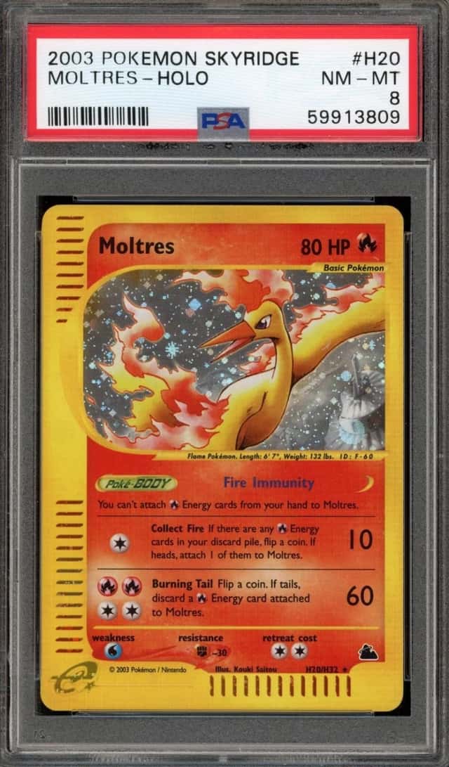 Pokemon Moltres Holo Skyridge H20/144 PSA 8