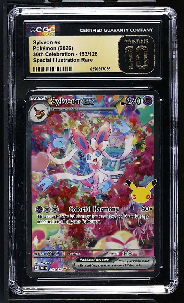 CGC 10 Pristine Sylveon ex 153/128 SIR Celebrations 30th Anniversary Pokemon 30C